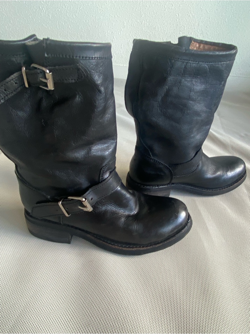 Zigi Girl Tryst Black Leather Engineer Moto Boots Size 9M